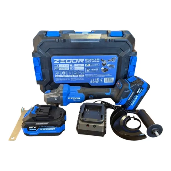 ZEGOR Акумуляторна болгарка 21v /в кейсі /2 акумулятора /круг d125 /24міс.гарантія