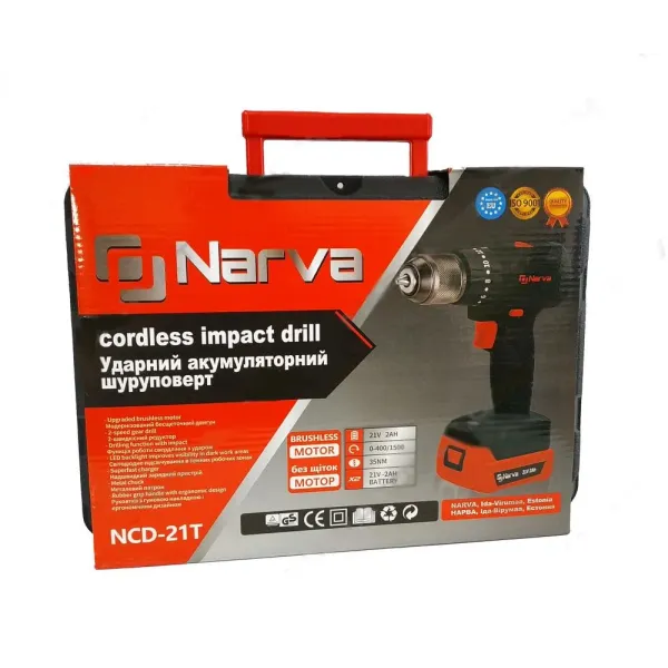 Акумуляторний шуруповерт NARVA 21v ударний в кейсі 12міс.гарантія