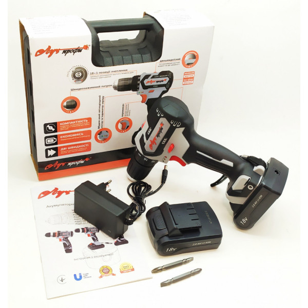 Акумуляторний шурупокрут 18В 0-1500об/хв ЛУЧПрофі