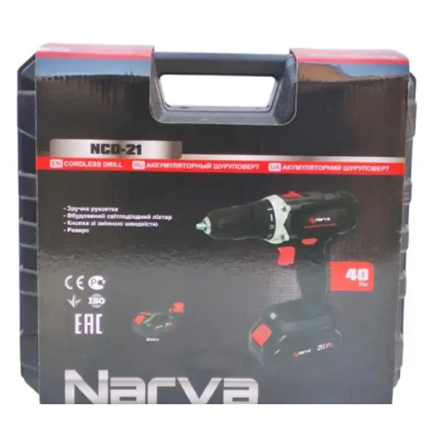 Акумуляторний шуруповерт NARVA 21v в кейсі 12міс.гарантія