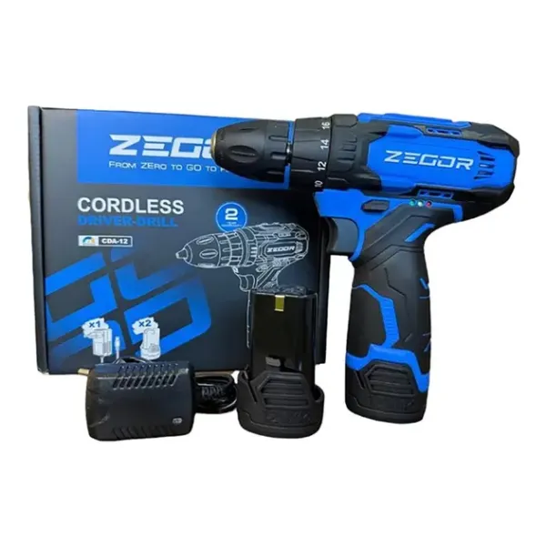 Акумуляторний шуруповерт ZEGOR 12v в коробці 24міс.гарантія