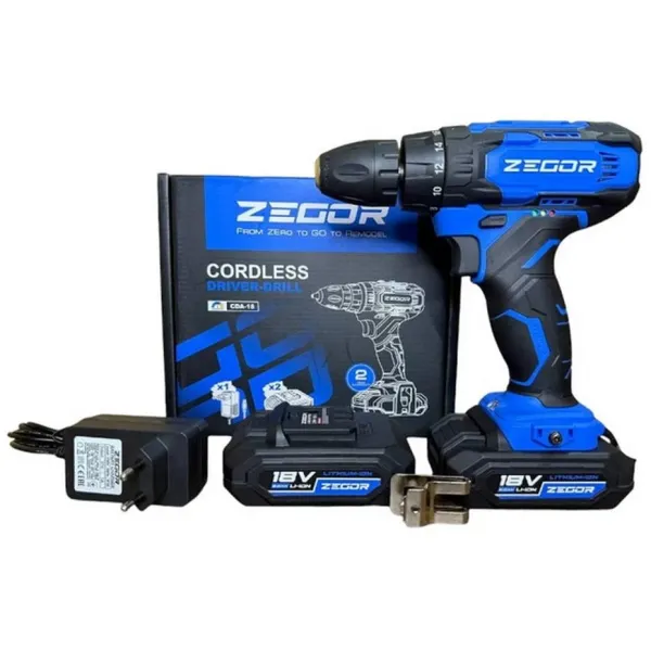 Акумуляторний шуруповерт 18v в коробці ZEGOR