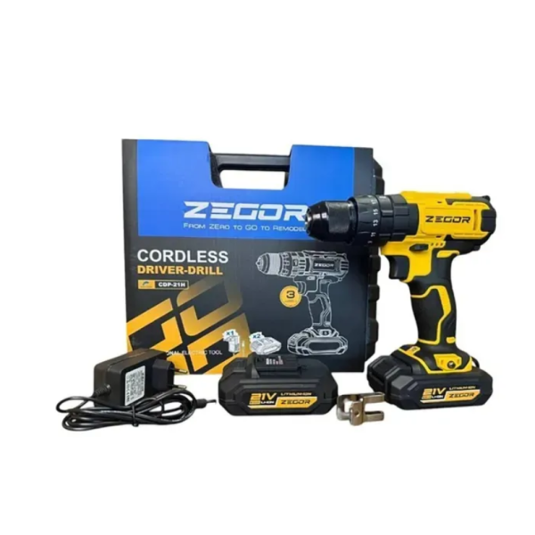 Акумуляторний шуруповерт ZEGOR 21v в кейсі ударний 36міс.гарантія