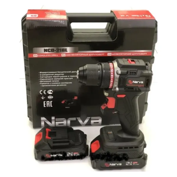 Акумуляторний шуруповерт безщітковий NARVA 21v в кейсі 12міс.гарантія