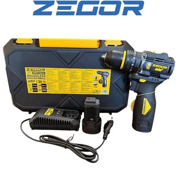 Акумуляторний шуруповерт ZEGOR 16v /в кейсі безщітковий ударний 36міс.гарантія