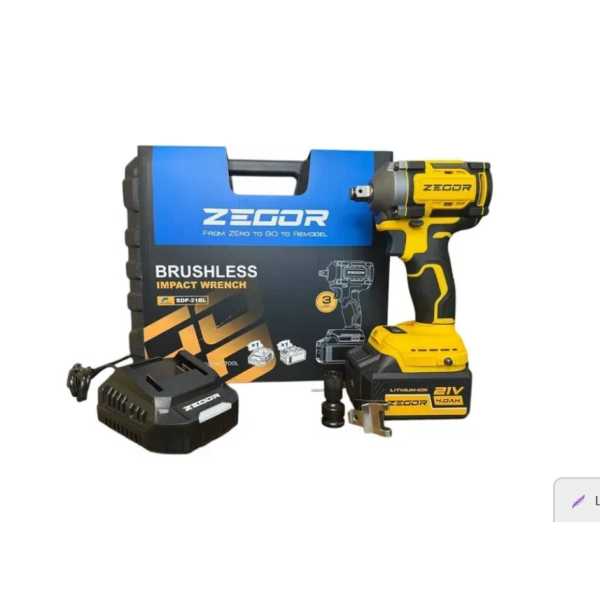 Акумуляторний гайковерт ZEGOR 21v в кейсі 1 акум.36міс.гарантія