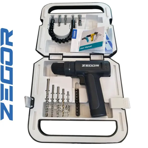 Акумуляторний шуруповерт ZEGOR 12v+набір з кейсом 24міс.гарантія