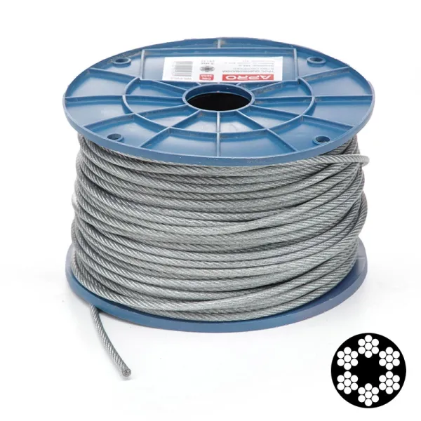 Трос в ПВХ оболонці 3 мм (2+1) DIN 3055 (6х7 + FC) APRO оцинкований 200 м