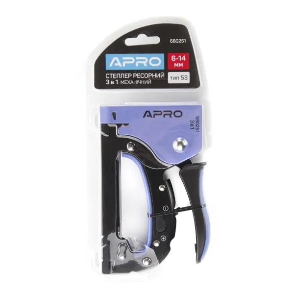 Степлер ресорний 3 в 1 для скоби 6-14мм сталевий корпус, двохпозиційне регулювання удару APRO