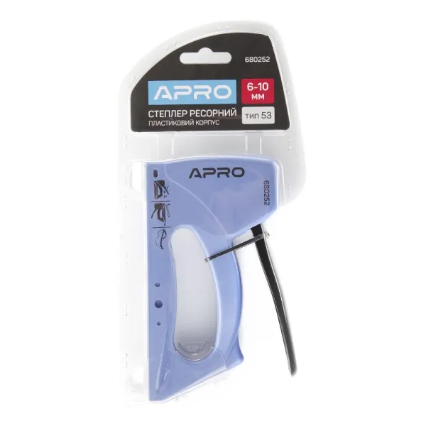 Степлер ресорний для скоби 6-10мм пластиковий корпус APRO