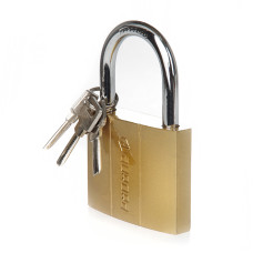 Замок навісний жовтий латунь (48x38x17мм), лазерний ключ AURORA