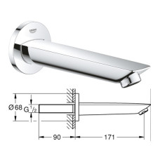 Гусак для ванни прихованого монтажу 170мм BauCosmopolitan