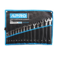 Набір ключів ріжково-накидних CrV 15 шт (6-19, 22мм) (холодний штамп DIN3113) APRO