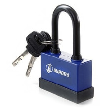 Замок навісний обгумований вологостійкий, довга дужка - (52x42x22мм), дисковий фінський ключ