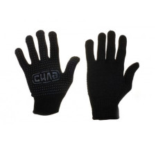 Рукавички Х/Б з ПВХ точкою р10 (чорний + синій ПВХ стандарт) (СИЛА)