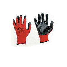 Рукавички з нітриловим покриттям р10 (червоний+чорний манжет без підвіса/хедера) (СИЛА)