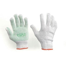 Рукавички Х/Б з ПВХ точкою р10 (білий + зелений ПВХ майстер)