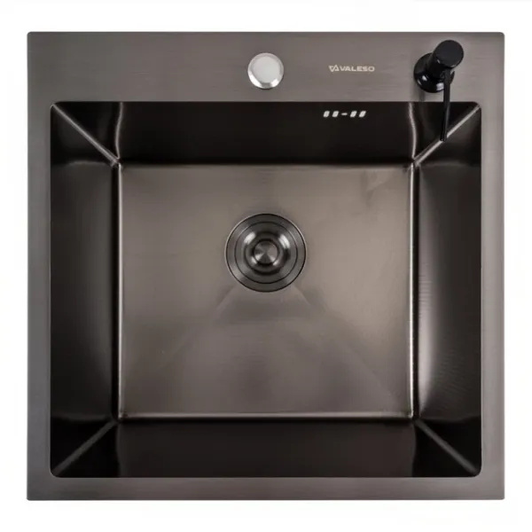 Мийка KRAFT Handmade Nano Black 500*500*230 (корзина + кріплення + сифон + дозатор)