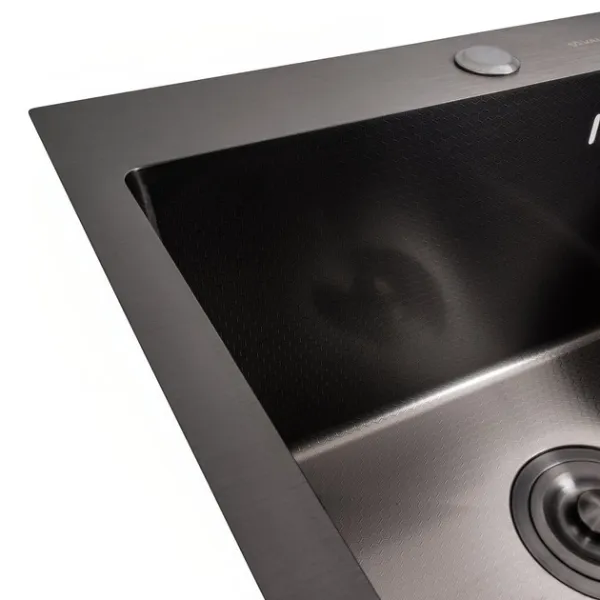 Мийка KRAFT Handmade Nano Black 500*500*230 (корзина + кріплення + сифон + дозатор)