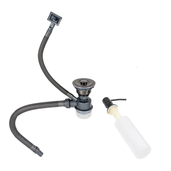 Мийка KRAFT Handmade Nano Black 500*500*230 (корзина + кріплення + сифон + дозатор)