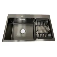 Мийка KRAFT Handmade ЧОРНА 780*480*230 + корзина (змішувач над раковиною) (7848 AL B)