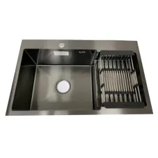 Мийка KRAFT Handmade ЧОРНА 780*480*230 + корзина (змішувач над раковиною)