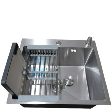 Мийка KRAFT Handmade Nano Black Decor 500*500*230 (корзина + кріплення + сифон + дозатор)