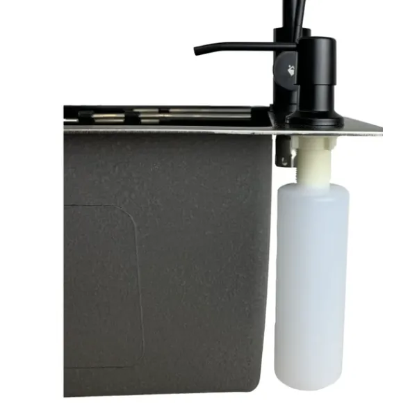 Мийка KRAFT Handmade Nano Black Decor 540*480*230(корзина + кріплення + сифон + дозатор)