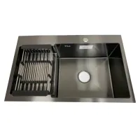 Мийка KRAFT Handmade Decor ЧОРНА 780*480*230 (корзина + кріплення + сифон + дозатор)