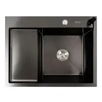 Мийка KRAFT Handmade ЧОРНА 650*480*230 (корзина + кріплення + сифон + дозатор)