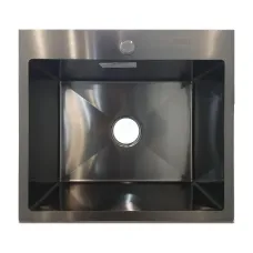 Мийка KRAFT Handmade Nano Black Decor 450*400*230 (корзина + кріплення + сифон + дозатор)