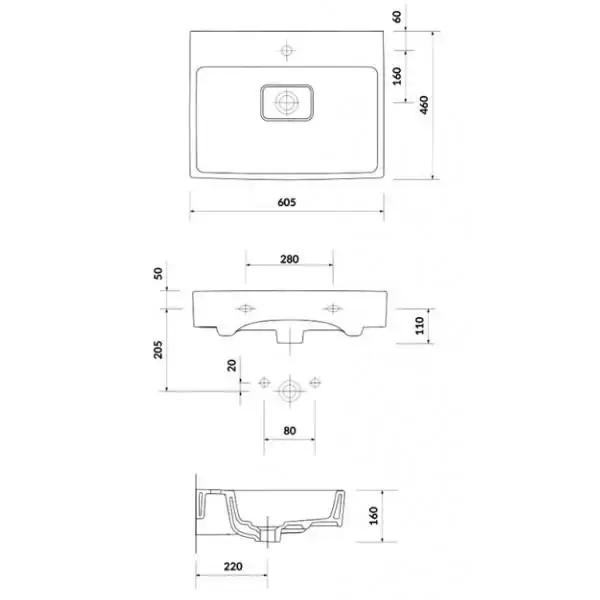 Умивальник VIRGO 60 см меблевий