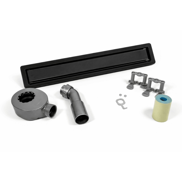 Душовий канал нержавійка чорний 50 см/ з бортом