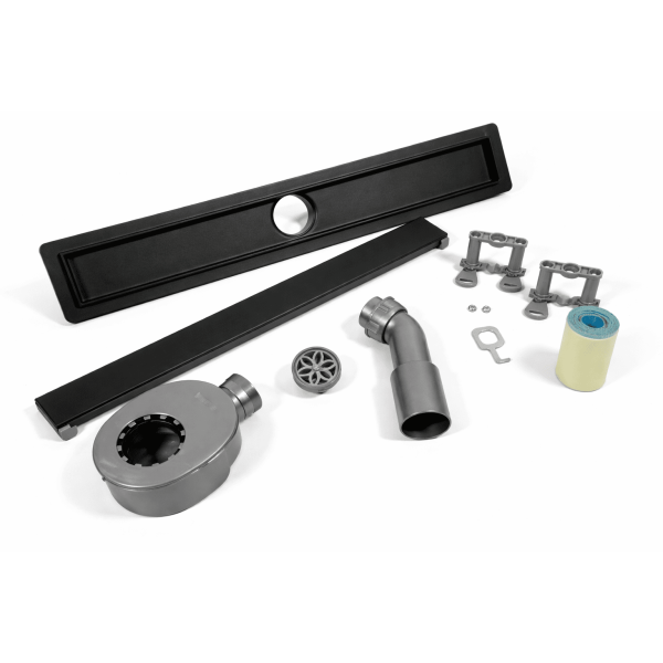 Душовий канал нержавійка чорний 40 см/ з бортом