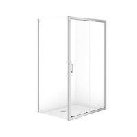 Душова кабіна прямокутна BRASCO 120X90X190, хромований профіль, розсувні дверцята, прозоре скло