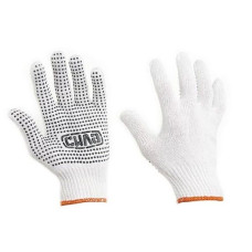Рукавички Х/Б з ПВХ точкою р10 (білий + чорний ПВХ економ) СИЛА