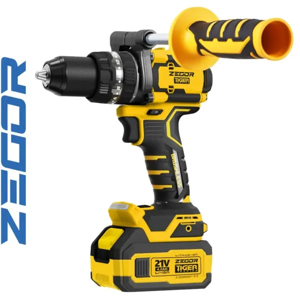 ZEGOR Акумуляторний шуруповерт TIGER 21v /в кейсі /безщітковий /2АКБ 2А /36міс.гарантія