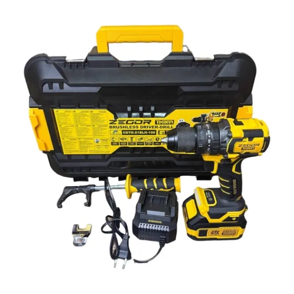 ZEGOR Акумуляторний шуруповерт TIGER 21v /в кейсі /безщітковий /1АКБ 4А /36міс.гарантія