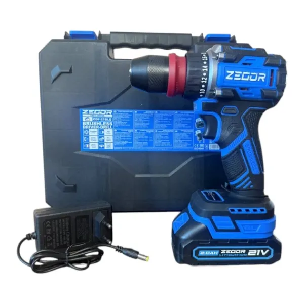 ZEGOR Акумуляторний шуруповерт 21v /ударний /1АКБ 2А/ДФР /24міс.гарантія