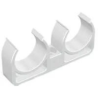 Кліпса для метало пластикової труби ПОДВІЙНА 16 біла