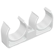 Кліпса для метало пластикової труби ПОДВІЙНА 16 біла