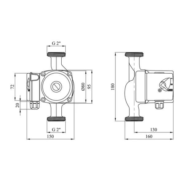 GIDROTEH насос циркуляційний 32/8 180 мм/З гайками