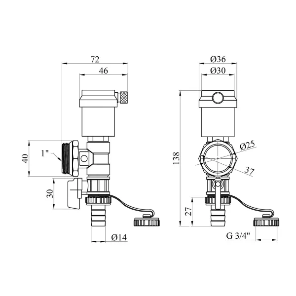 ZEGOR Зливна група для колектора 1" /нікель
