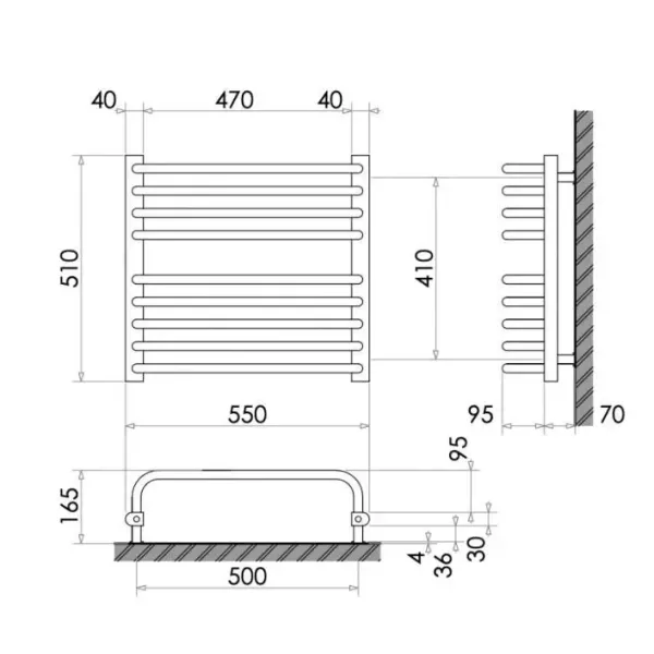Рушникосушка 510х550 /286Вт Heizung