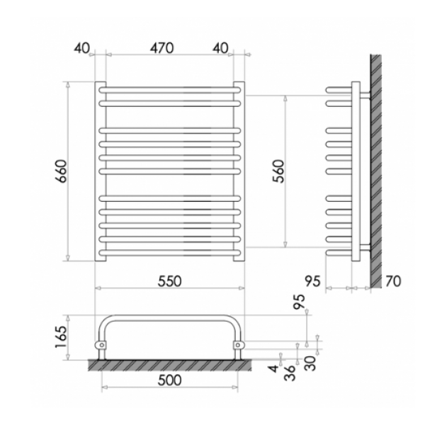 Рушникосушка 660х550 /356Вт Heizung
