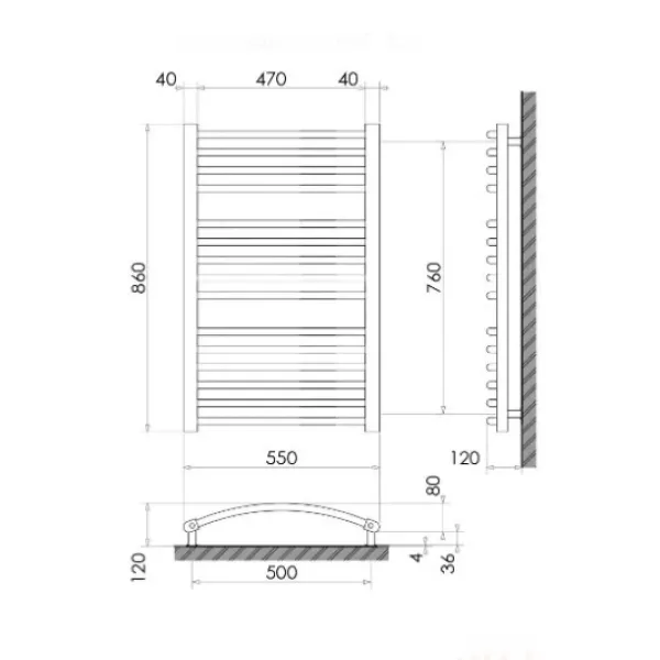 Рушникосушка 860х550 (дуга) /428Вт Heizung
