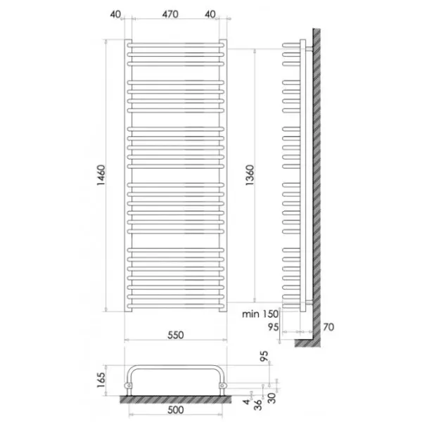 Рушникосушка 1460х550 /757Вт Heizung