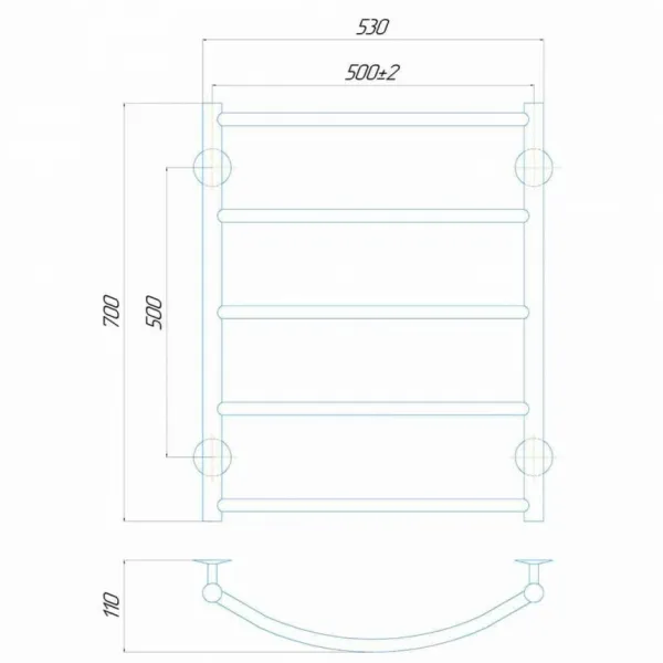 Рушникосушка Класік 500х700 Deffi (Хром, нижнє підкл.)