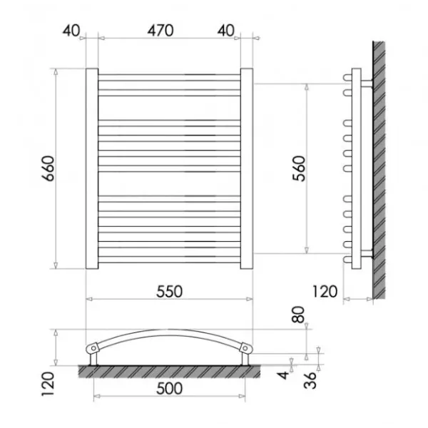 Рушникосушка 660x550 (дуга) /321Вт Heizung