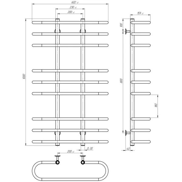 Рушникосушка Deffi Британіка 600х1000 (хром, нижнє підкл.)